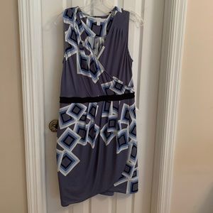Geometric print gathered dress